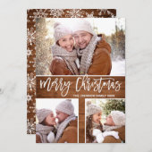 Vroegere kerstmis Moderne Rustic 3 PHOTO Greeting Feestdagenkaart (Voorkant / Achterkant)
