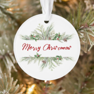 Vroegere kerstomlijsting Winter Wheath Greeting Ornament
