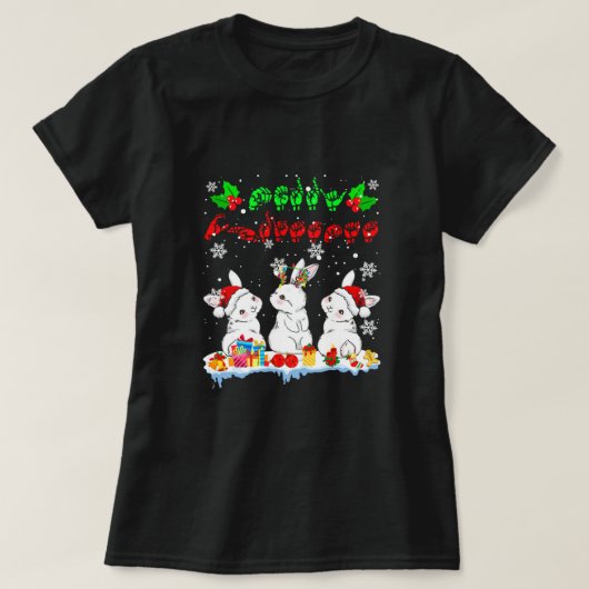 Vroegere kerstpas Bunny ASL Sign Language T-shirt (Design voorkant)