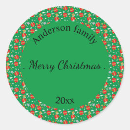 Vroegere kerstretro naam en plaats van datum ronde sticker