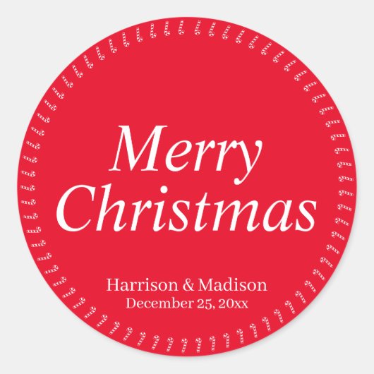 Vroegere kerstrode cadeaubon ronde sticker (Voorkant)