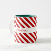 Vroegere kerststrepen tweekleurige koffiemok (Voorkant links)