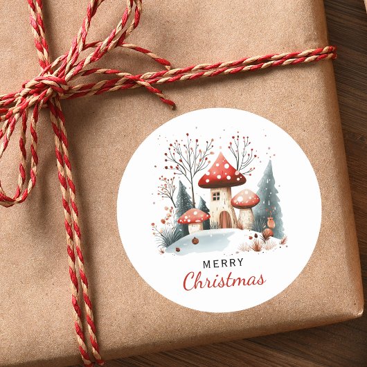 Vroegere kerstWaterverf Winter Woodland Ronde Sticker