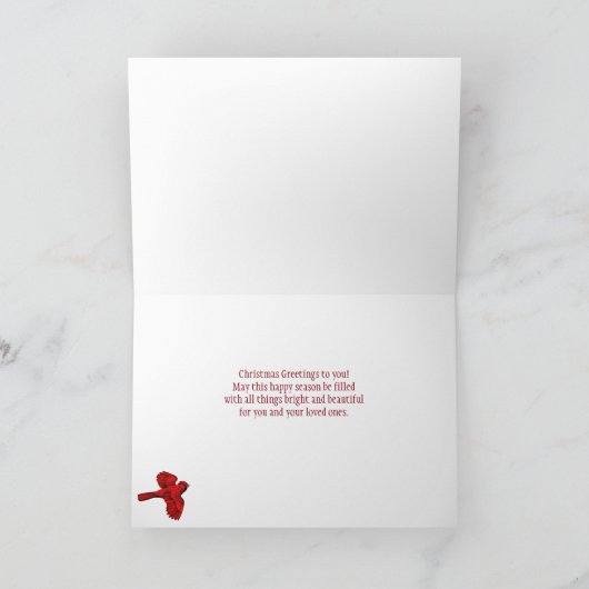 Vroegere kerstwinter, tuin en kardinalen feestdagen kaart (Binnen)