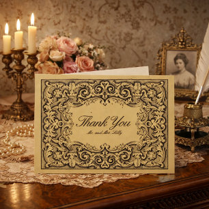 Vroegere Tijdperk Rococo Bloemige Gebladerte Carto Bedankkaart