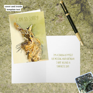 Vroegkaart Tabby Kat Aquarel Vervangbare Foto Kaart