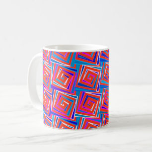 Vroegmoderne vierkante spiralen - rood multi koffiemok