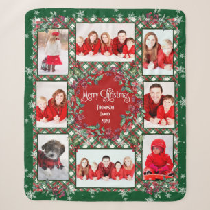 Vroegry kerstfamilie Foto Collage Naam Sherpa Deken