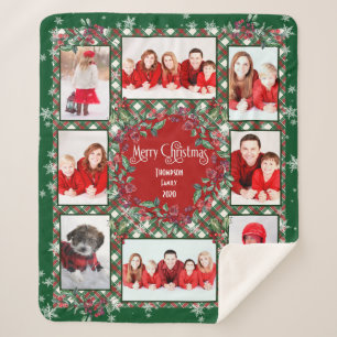 Vroegry kerstfamilie Foto Collage Naam Sherpa Deken