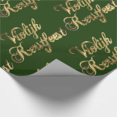 VroKerstlijk Nederlands kerstgroen en goud Cadeaupapier (Hoek)