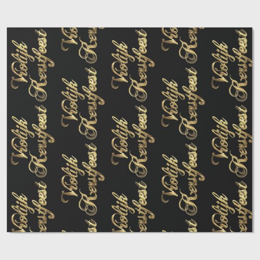 VroKerstlijk Nederlands Kerstmis Black en Gold Cadeaupapier (Vlak)