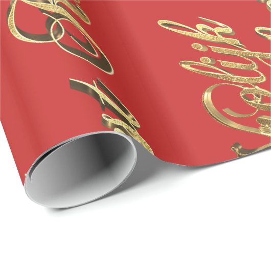 VroKerstlijk Nederlands kerstrood en goud Cadeaupapier (Rol Hoek)