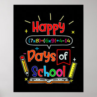 Vrolijk 100 dagen op school poster