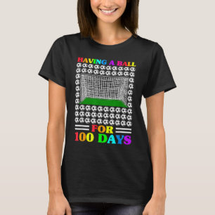 Vrolijk 100 dagen schoolleraar 100e dag voetbal t-shirt