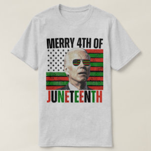 Vrolijk 4e van Juneteenth Grappig Biden Gezicht T-shirt