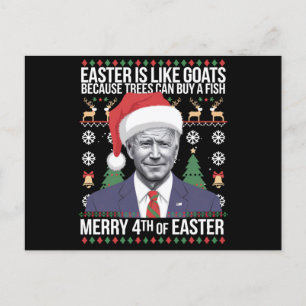 Vrolijk 4e van Pasen Grappig Biden Lelijke Kerstmi Feestdagenkaart
