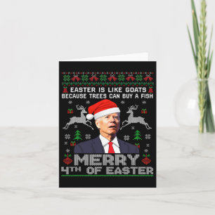 Vrolijk 4e van Pasen Grappig Biden Lelijke Kerstmi Kaart