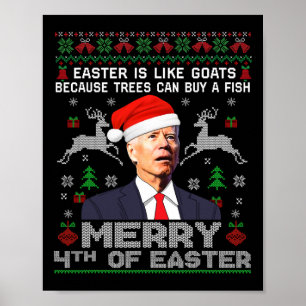 Vrolijk 4e van Pasen Grappig Biden Lelijke Kerstmi Poster