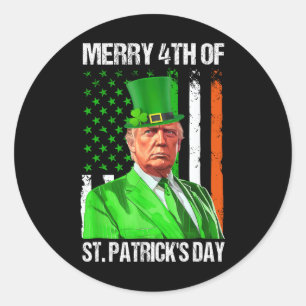 Vrolijk 4e van St Patricks Day Trump Leprechaun Pe Ronde Sticker