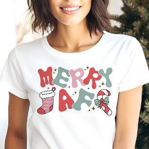 Vrolijk AF Grappig Retro Kerstmis Tri-Blend Shirt