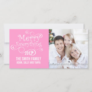 VROLIJK ALLES KERSTFOTO KAART ROZE