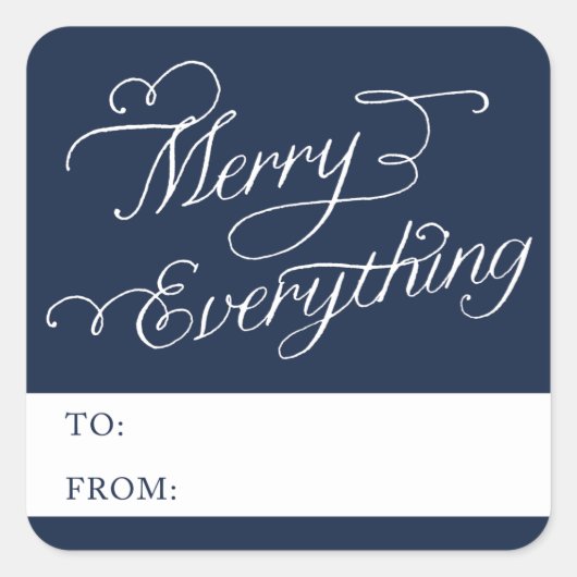 VROLIJK ALLES SCRIPT | VAKANTIEFOTOKAART VIERKANTE STICKER (Voorkant)