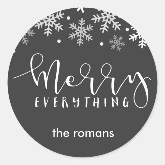 Vrolijk Alles Vakantie Sneeuwvlok GIft Ronde Sticker (Voorkant)