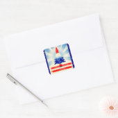 Vrolijk Amerikaans Kerst  kunst plein Vierkante Sticker (Envelop)