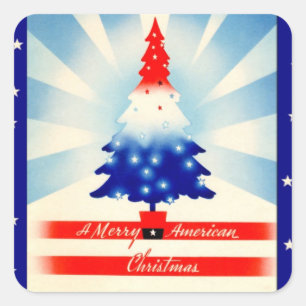 Vrolijk Amerikaans Kerst  kunst plein Vierkante Sticker