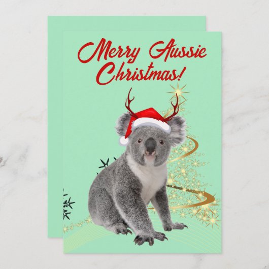 Vrolijk Aussie Kerst Koala beer Feestdagenkaart (Voorkant / Achterkant)