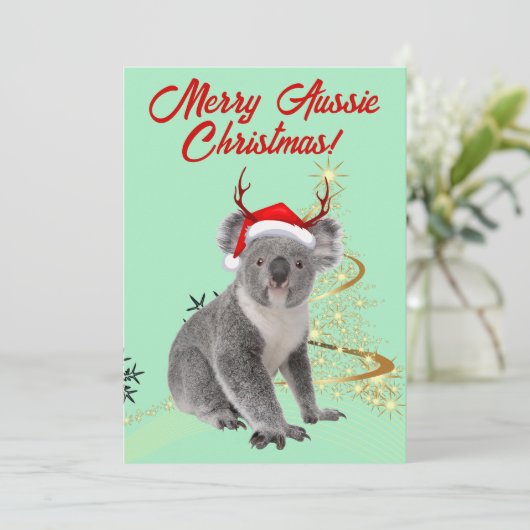 Vrolijk Aussie Kerst Koala beer Feestdagenkaart (Staand voorkant)