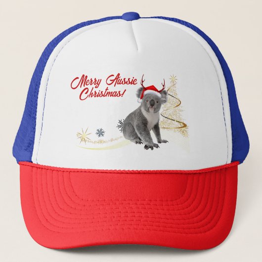 Vrolijk Aussie Kerst Koala beer Trucker Pet (Voorkant)