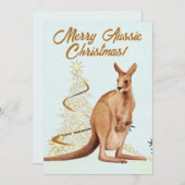 Vrolijk Aussie Kerstmis Kangoeroe Feestdagenkaart (Voorkant / Achterkant)
