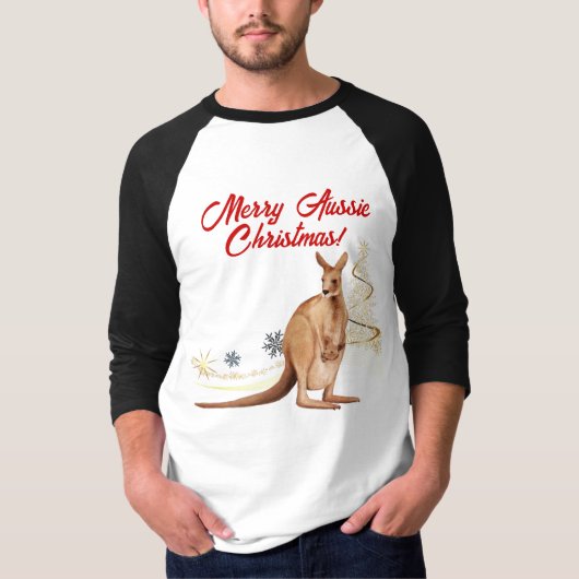 Vrolijk Aussie Kerstmis Kangoeroe T-shirt (Voorkant)