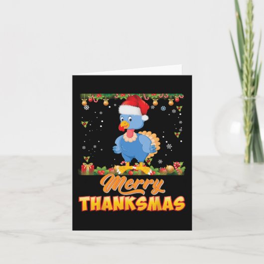Vrolijk bedankt Turkije Santa Elf Thanksgiving Chr Kaart (Voorkant)