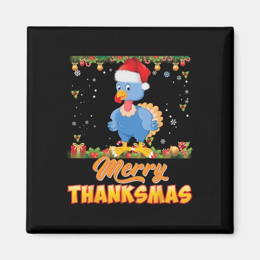 Vrolijk bedankt Turkije Santa Elf Thanksgiving Chr Magneet (Voorkant)