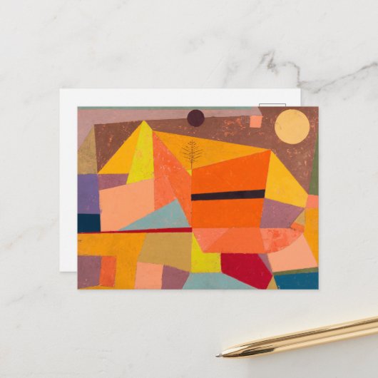 Vrolijk berglandschap, Paul Klee Abstracte kunst Briefkaart (Voorkant / Achterkant in situ)