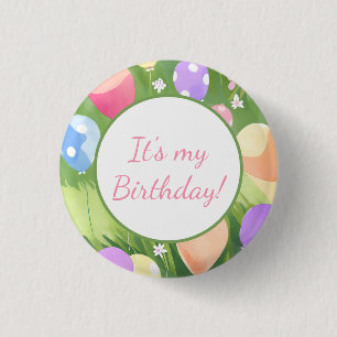 Vrolijk Birthday! Balloon Ronde Button 3,2 Cm