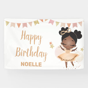 Vrolijk Birthday! Black Princess Ballerina met Bow Spandoek