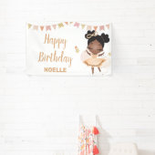 Vrolijk Birthday! Black Princess Ballerina met Bow Spandoek (Insitu)
