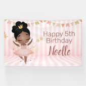 Vrolijk Birthday! Black Princess Ballerina, Stripe Spandoek (Horizontaal)