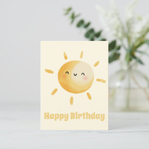 Vrolijk Birthday! Cute Waterverf Sun Briefkaart