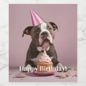 Vrolijk Birthday! Dikke taart Wijn Etiket (Enkel label)