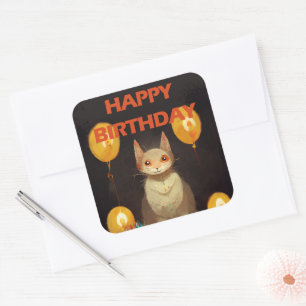 Vrolijk Birthday! - kattepartij Vierkante Sticker
