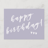 Vrolijk Birthday! Lavender Brush Script Briefkaart (Voorkant)