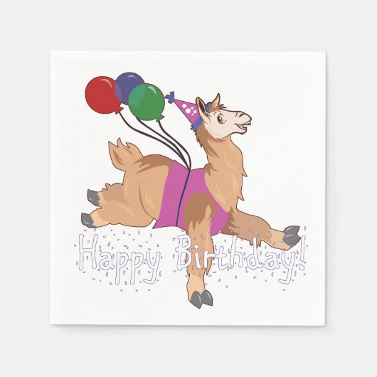 Vrolijk Birthday Llama! Servetten (Voorkant)