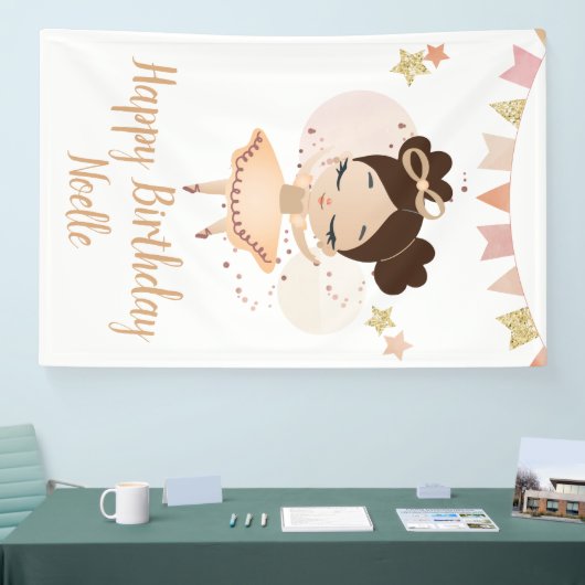 Vrolijk Birthday! Princess Ballerina w/Bow Birthda Spandoek (Beurs)