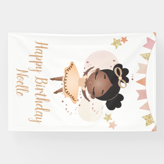 Vrolijk Birthday! Princess Ballerina w/Bow Birthda Spandoek (Horizontaal)