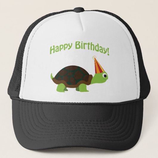 Vrolijk Birthday! Schildpad Trucker Pet (Voorkant)