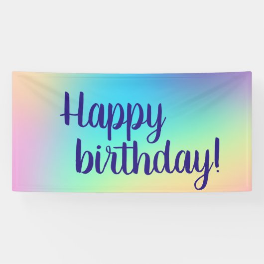 Vrolijk Birthday! Zachte kleurrijke gradiënt Spandoek (Horizontaal)